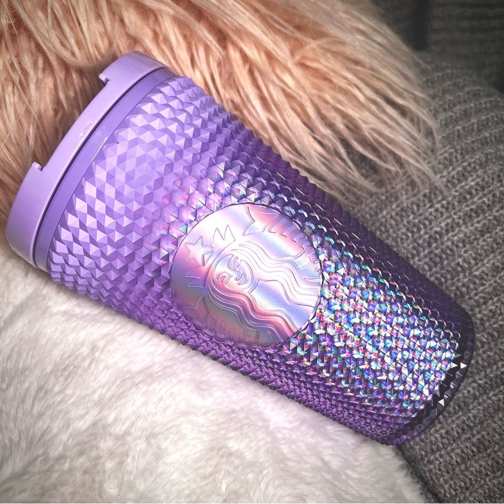 Starbucks Holographic and matte lilacs ombré spiked tumbler